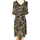 Flowers Dresses New Style Summer Small Black Flowers Dresses For Women