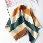 Fall stylish 100% polyester satin custom stripe square scarf printing head scarf