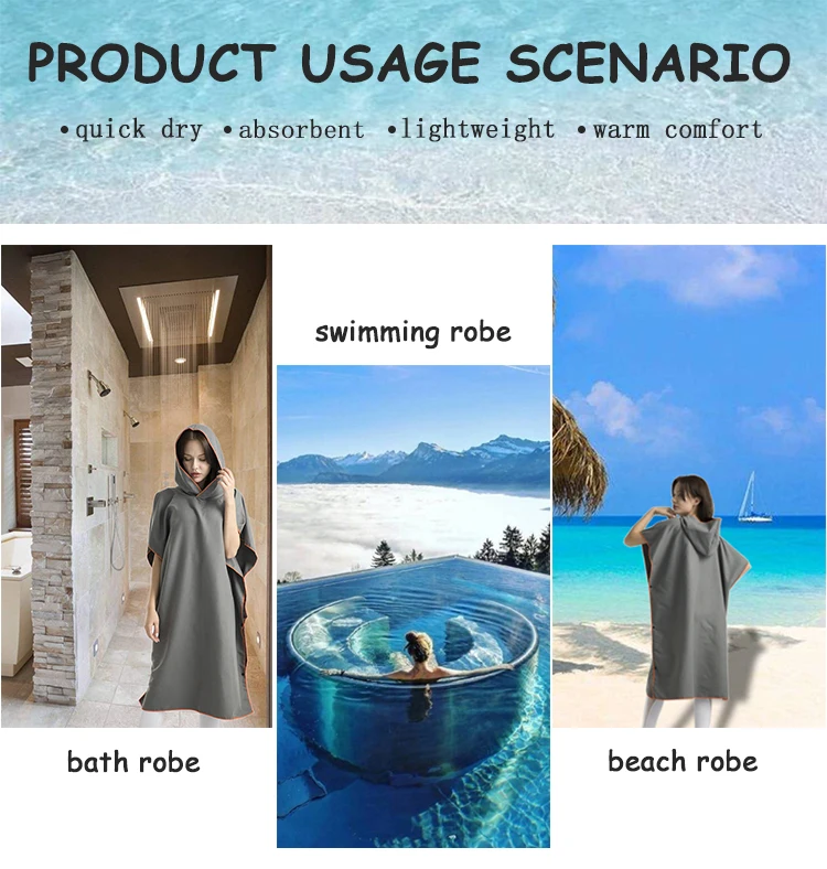 2019 quick dry lightweight solid color ultra compact surf poncho quick dry custom microfiber hooded poncho