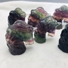 natural rainbow fluorite carved unicorn animal figurines healing crystal crafts 2.2in