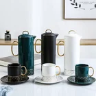 Tea Coffee European Style Luxury Color Glaze Gold Line Afternoon Tea Black Tea Scented Tea Coffee Pot Set