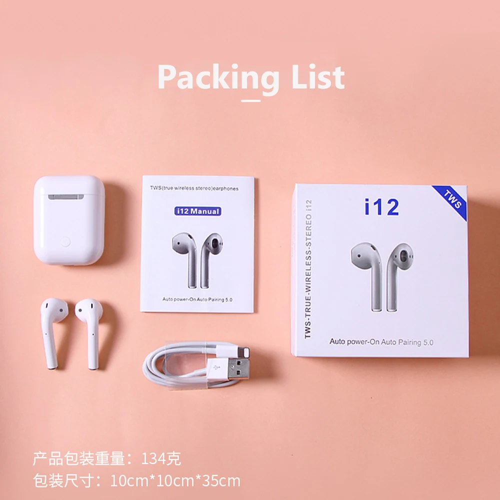 I12s Tws Earphone In Ear Wireless I12 Earbuds V5.0 Stereo With Charging Case - ANKUX.COM