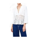 Woven Polyester Long Sleeve Contrast Lace Ladies Blouse & Top