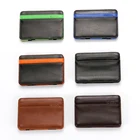Slim Wallet CUIKCA Korean Version Unisex Magic Money Clip Purse Women Men Retro Leather Credit Card Cases