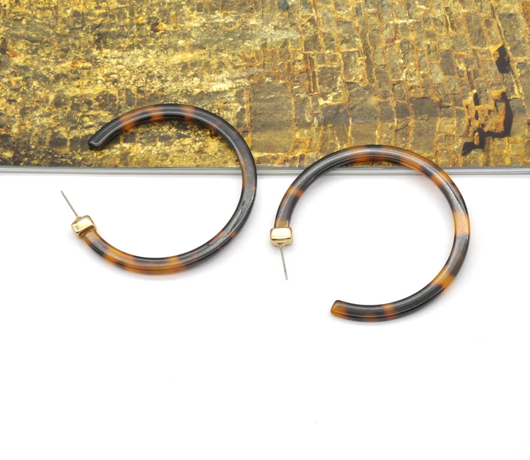Custom fashion big size ear ring for women tortoiseshell large hoop earrings
