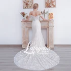 real photo Elegant Appliques Mermaid wedding gown Long Floor-length Modest Bridal Gown Lace Wedding Dresses 2020