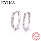 EYIKA white pave cz luxury hoop earrings 925 sterling silver girls fashion earrings jewelry for party