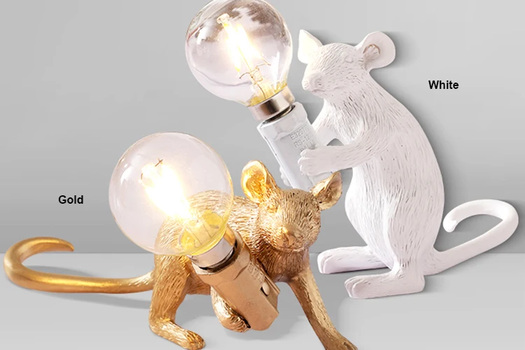 Modern Resin Animal Sitting Standing Lying creative Mini Mouse Lamp Table lamp led for Home Decoration