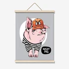 Print on Canvas Custom Scroll Wall Decor Colorful Pig Painting Art Print on Canvas
