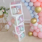 Birthday Baby Shower Gift Wedding Decoration Colorful Balloon Transparent Letter Party Cardboard Blocks Box