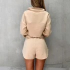Hoodies Custom Hoodie Women Hoodies Set Custom 3/4 Zip Pullover Turn-down Collar Fitness Hoodie Short Set