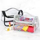 Transparent zipper closure type and no pattern type plastic pvc packing makeup bag for clothing cosmetic