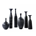 Handmade Egyptian Style Retro Dried Flower Arrangement Handmade Geometric Black Ceramic Vase For Home Decoration