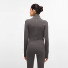 Sports Flexible Active Wear Women Long Sleeve Gym Yoga Sports Jacket With Thumb Holes