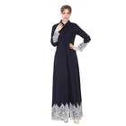 Latest Designs Malaysia Women Islamic Clothing Chiffon Lace Muslim Open Front Kimono Abaya