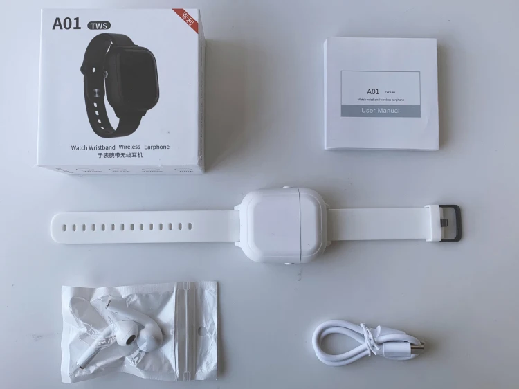 A01 Wearable Wristband Smart Watch TWS Earphone Auto Pairing Removeable Charging Box BT 5.0 for iPhone Huawei Xiaomi - ANKUX.COM