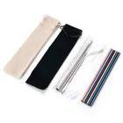 Amazon Top Seller 2020 Reusable Metal Drinking Stainless Steel Straws With Customized Color Logo Packing
