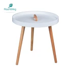 White Living Room Low Height Bedside Round MDF Wood Sofa Coffee Table