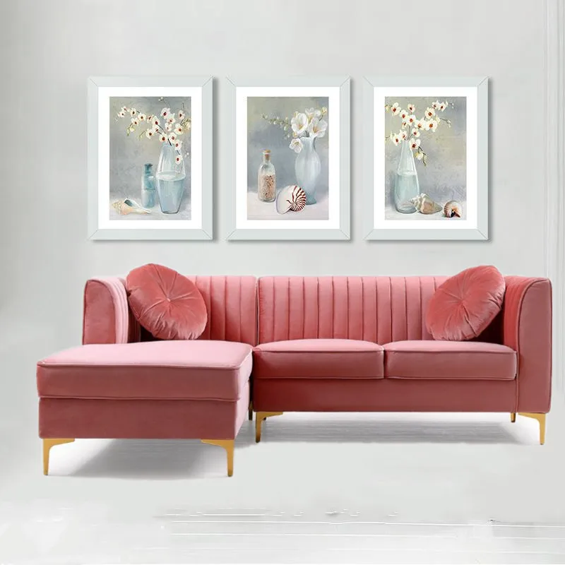 Innovative design velvet chesterfield corner sofa set living room furniture