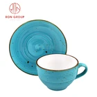 High Quality Turkish 300ML Fancy Ceramic Tea Cups High Quality Light Blue Turkish Coffee Cups For Sale