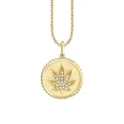Zircon Zircon Necklace Fashion Personalized Coin Jewelry Pot Gold Plated Leaf Necklace Zircon