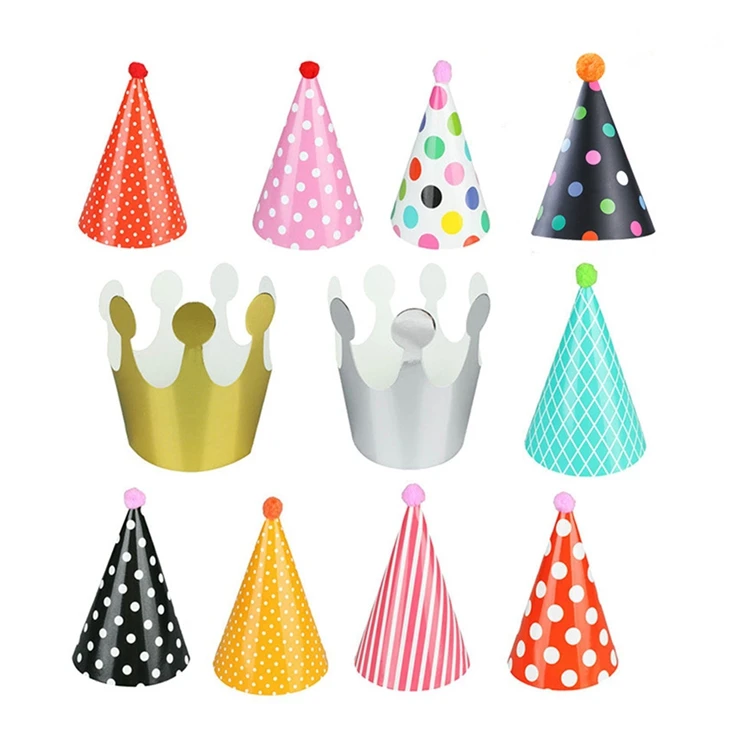 Diseño personalizado de impresión de feliz cumpleaños fiesta decoraciones de papel de niños sombreros niño regalos suministros de papel DIY corona gorra sombreros