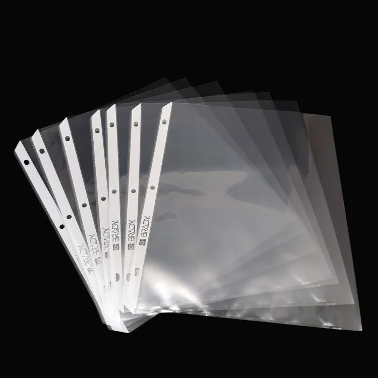 Clear punch pocket A4 size 3 Holes Plastic document Bag Clear Sheet Protector (Manufactory)