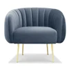 Comfortable High Quality One Seater Blue Velvet Sofa Armchair for Living Room Furniture Set
