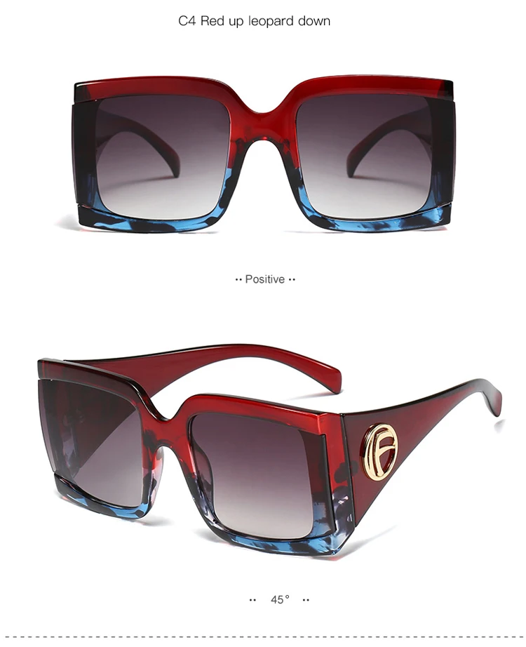 SHINELOT M1092 News Trendy Womens Square Oversized Retro Style Sun Glasses UV400 Protective Cool Sunglasses