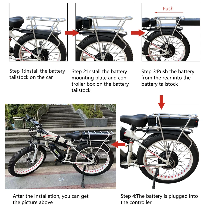 Rear Rack Lithium Ion Battery 36v 48v 10ah 20ah 30ah Electric Bike