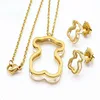 Wholesale fashion Small Bear white shell Necklace Earrings stainless steel jewelry set