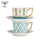 European style custom design colorful porcelain royal Tea coffee Cup and Saucer Set