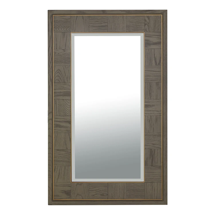 Contemporary solid oak wood parquet framed wall mirror
