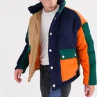 High Quality Winter Cotton Color Block Funnel Neck Mens Jackets Coats