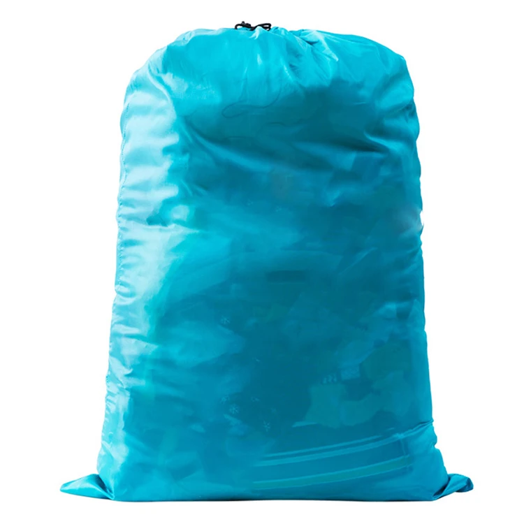 custom print logo portable hotel wash nylon laundry bag fold big drawstring laundry bags