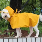 Yellow Cute Waterproof raincoat PU Pet Clothes Raincoat Jacket Hooded Dog Rain Coat