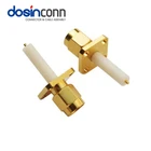 Connector Dosin China Supplier Price Gold Plating 50ohm Straight 4 Holes Flange SMA Male Connector