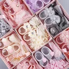 Newborn Hot Selling Fancy Gifts Box Lace Flower Headband Set Anti Slip Cotton Baby Socks