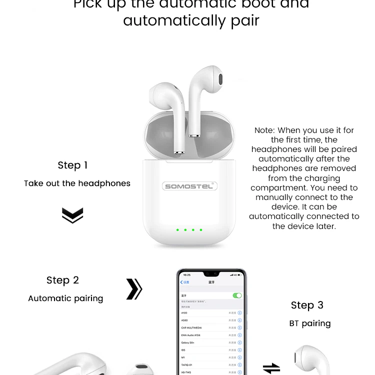 Somostel TWS i88 True Wireless Stereo Earbuds Bluetooth earphohne with wireless charging headphone for iphone - ANKUX.COM