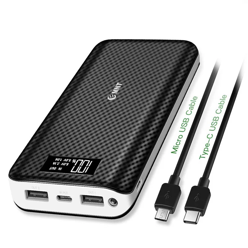 New product power bank 20000mah fast charging power banks zmnt PD 18W powerbank built-in 2 charging cables Settpower PB165 - ANKUX.COM