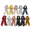 New print flower scrunchies chiffon elastic hair band pony tail holder with big tails hair sctunchies for women