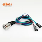 ABEI 12mm with wire Dupont 2.54 metal waterproof illuminated led light computer power switch push button
