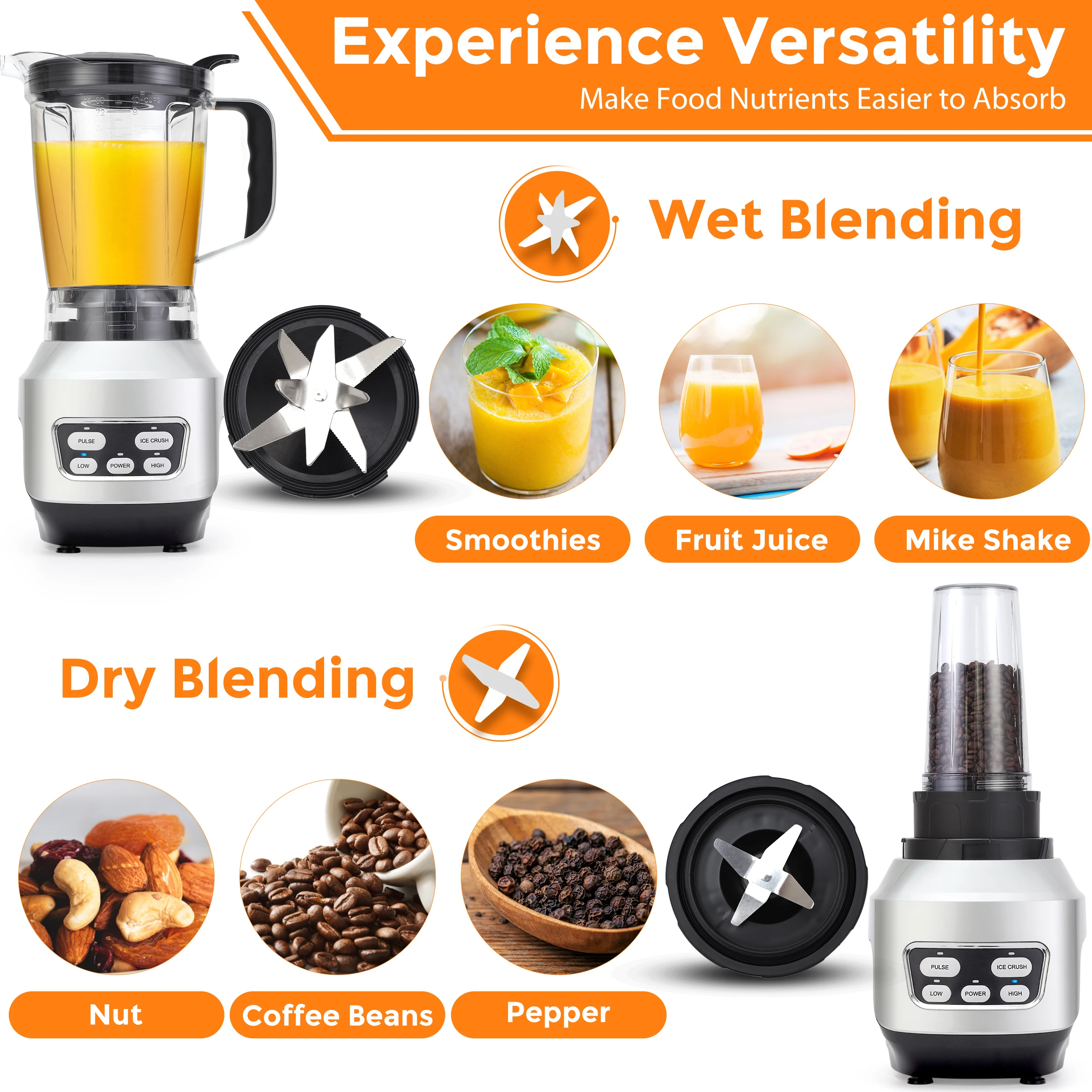 High Speed Commercial Smoothie Electric Blender Oem Traditional Steel