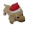 Excellent quality stuffed animal doll small singing and dancing walking dog custom plush toy with Christmas hat