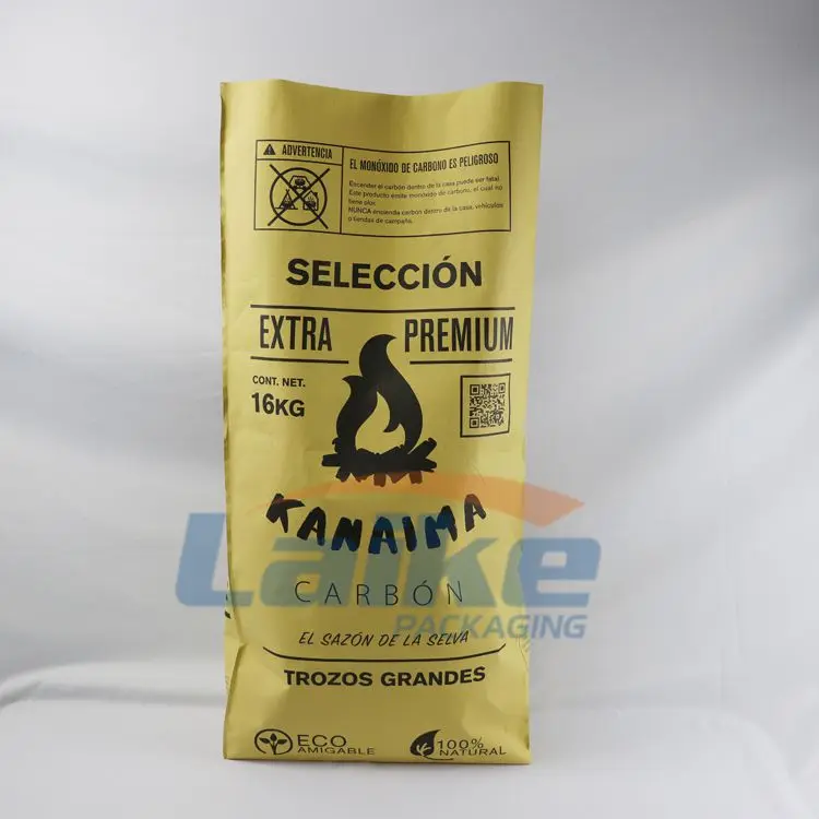 10lbs 10kg 15kg Kraft Paper Laminated pp Woven for Lump Hardwood Bbq Charcoal Bags