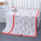 Unisex Floral Bamboo Cotton Muslin Baby Swaddle Wrap Receiving Throw Blanket for Newborn Infant Gift Set 2020