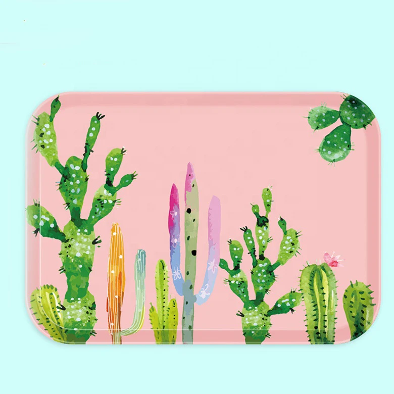 The cactus print Summer use colorful melamine dinner tray sale price