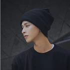 Custom acrylic plain slouch beanie knitted hat winter cap for mens