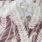 QC052 Luxury White Tulle Heavy Beads With Sequin Bridal Mesh Embroidery Fabric Lace For Wedding Dress