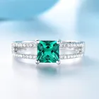 Emerald Ring Emerald Bezel Setting 14K Solid Gold Emerald Diamond Wedding Gold Ring